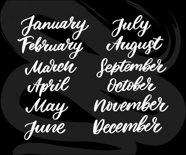 Handwritten names of months