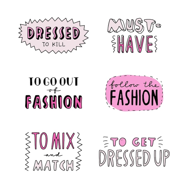 Vector handwritten quotes about fashion
