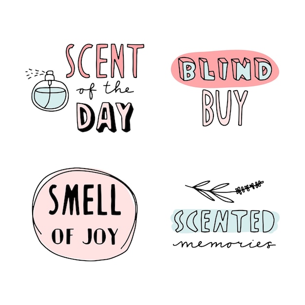 Vector handwritten quotes about perfumes