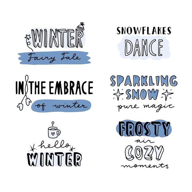 Vector handwritten quotes about winter