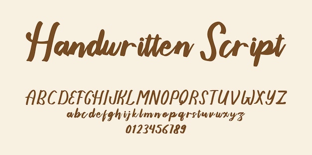 Handwritten script font alphabet