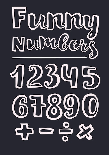 Handwritten style numbers  vector illustration