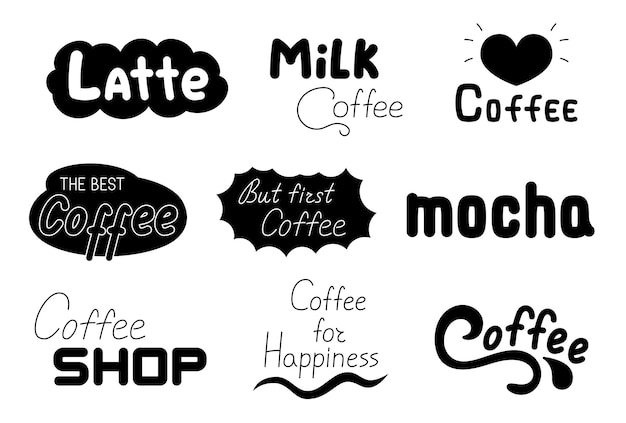 Handwritten text coffee shop cafe Silhouette image Quote calligraphy typography Vector drawing