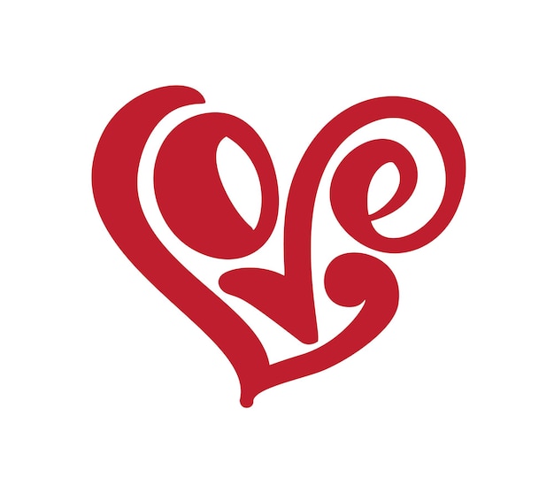 Рукописный векторный текст логотипа любовь и сердце. лазерная резка открытки с днем святого валентина, романтическая цитата для дизайнерской поздравительной открытки
