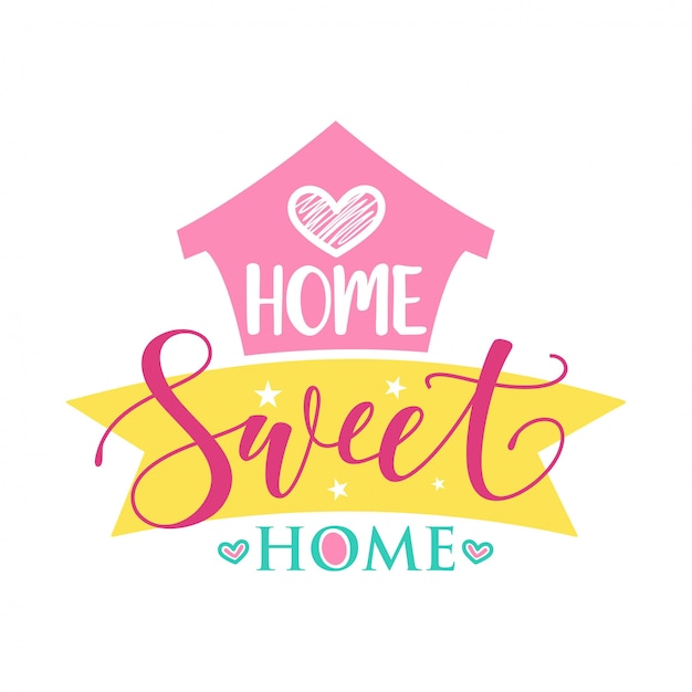 Handwritten word Home sweet home. Vector illustration.