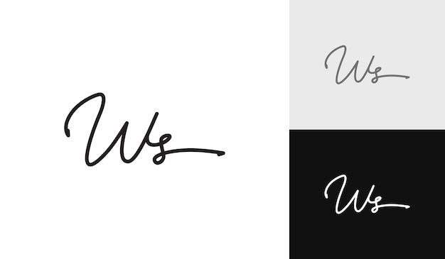 Handwritting signature letter WS logo design