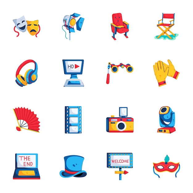 Vector handy collection of entertainment flat icons