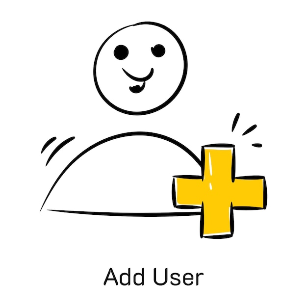 A handy doodle icon of add user