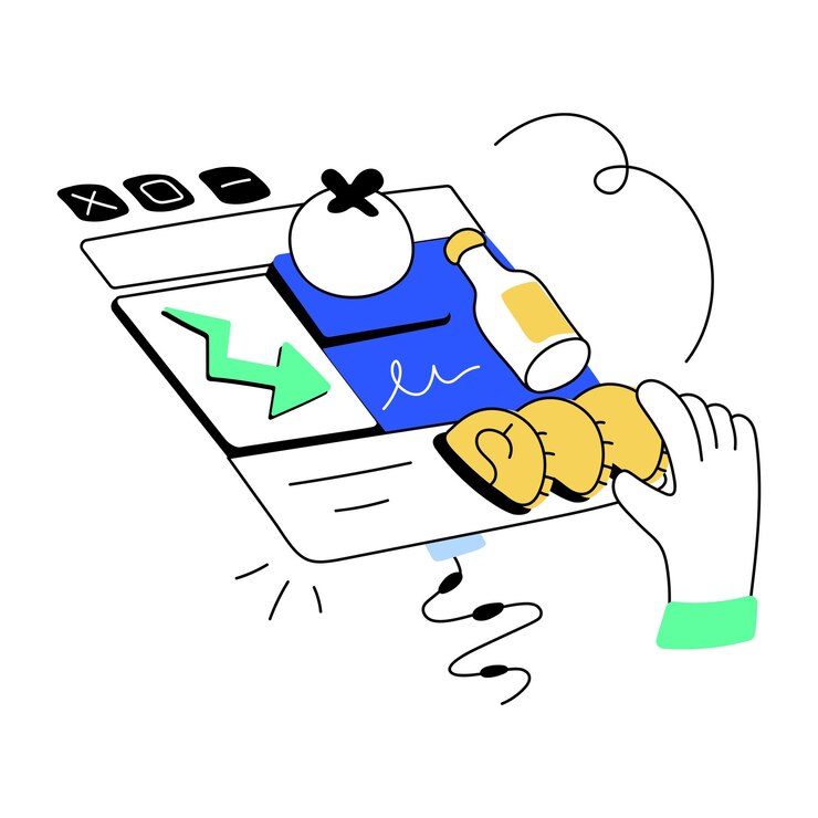 Vector handy doodle illustration depicting e grocery