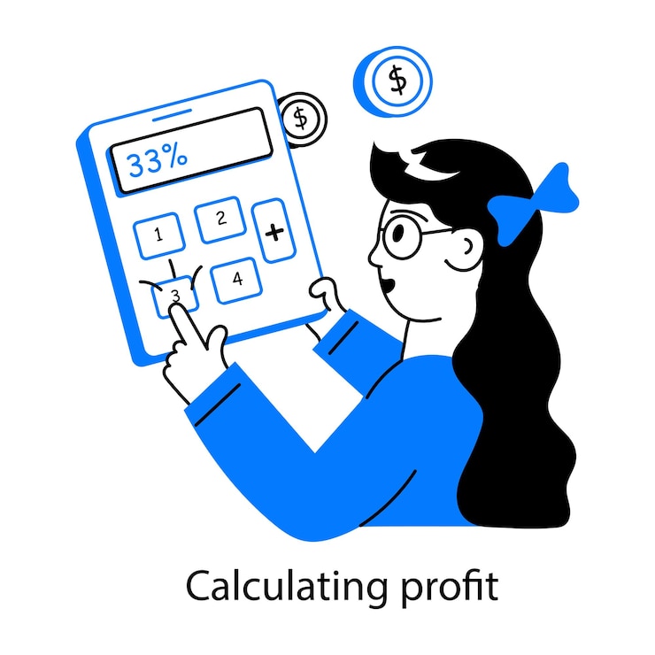 Vector a handy doodle mini illustration of profit calculation