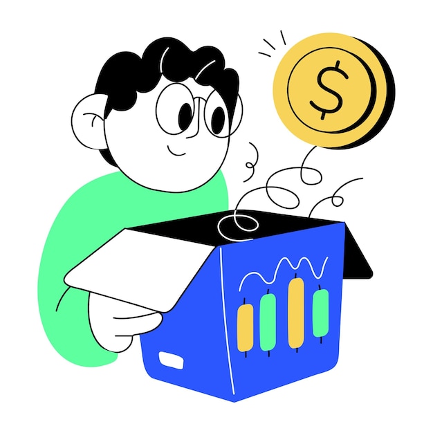 Handy doodle mini illustration of trade analysis