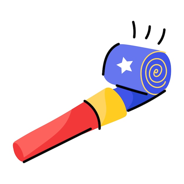 A handy doodle sticker of party blower