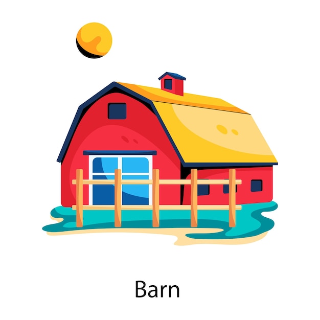 Vector handy flat icon of a farm barn