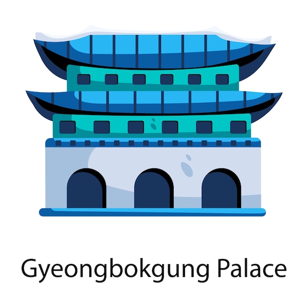 Vettore pratica icona piatta del palazzo gyeongbokgung