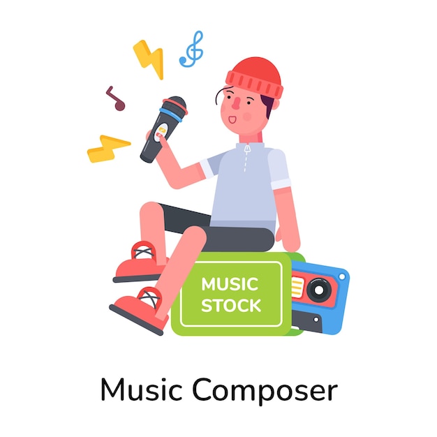 Handy flat icon of a music composer