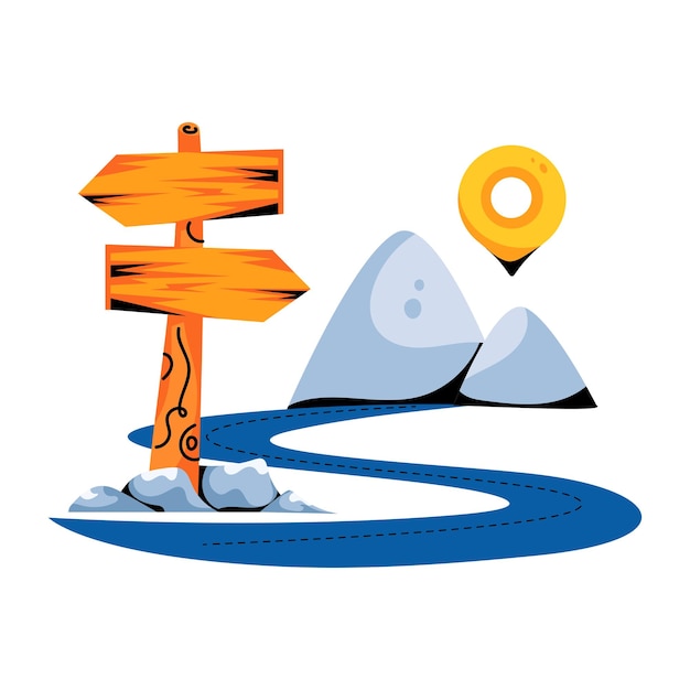 Vector handy flat icon of road navigation