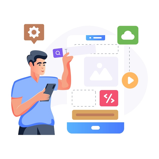 A handy flat illustration of application design