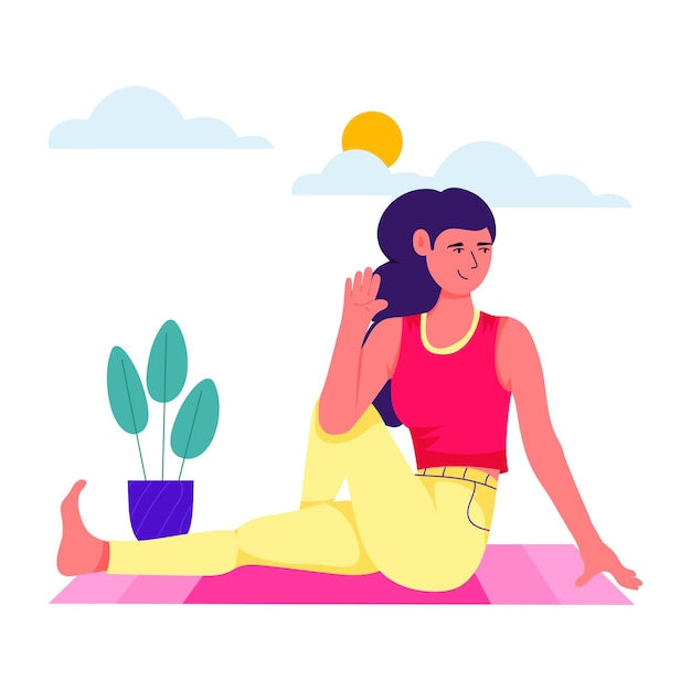 Vector handy flat illustration of balancing pose