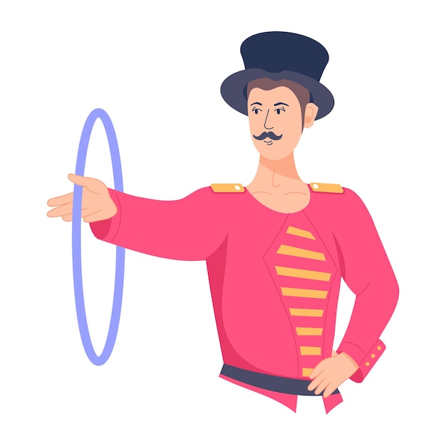 Handy flat illustration of a circus showman