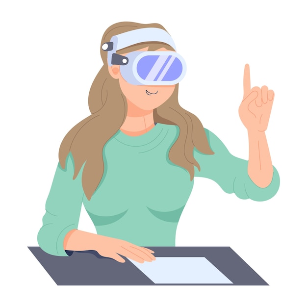 Vector handy flat illustration of vr worker