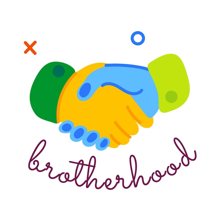 Vector handy flat sticker of brotherhood