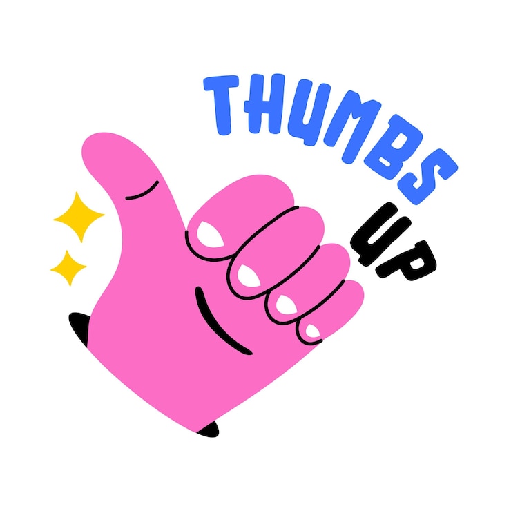 Vector handy flat sticker depicting thumbs up