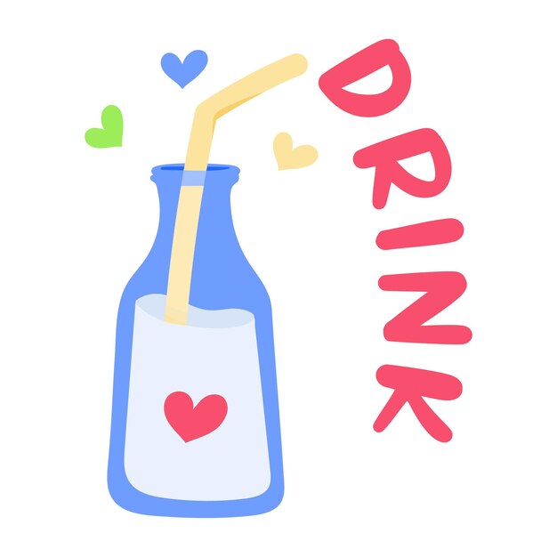 A handy flat sticker of drink