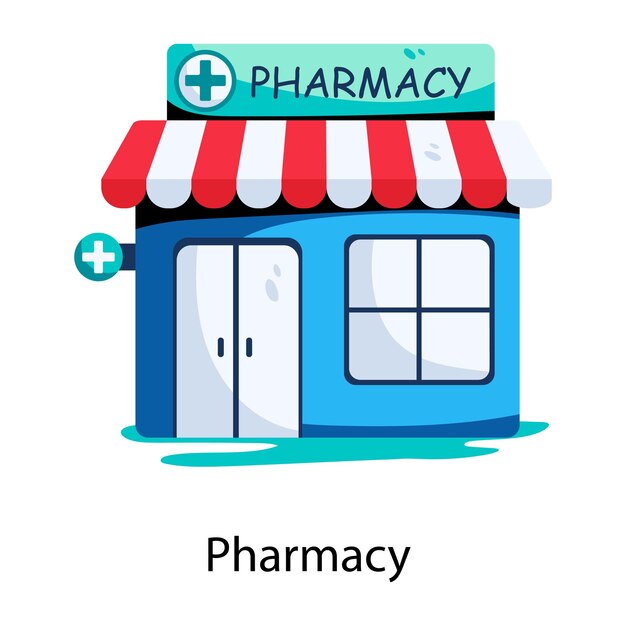 Vector handy flat style icon of a pharmacy