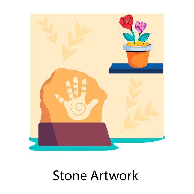 Handy flat style icon of stone artwork