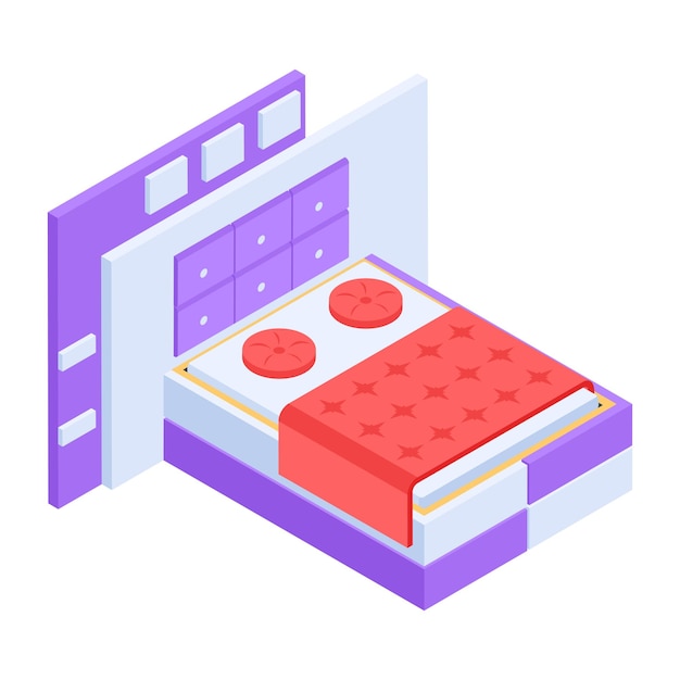 Handy isometric icon of modern bed