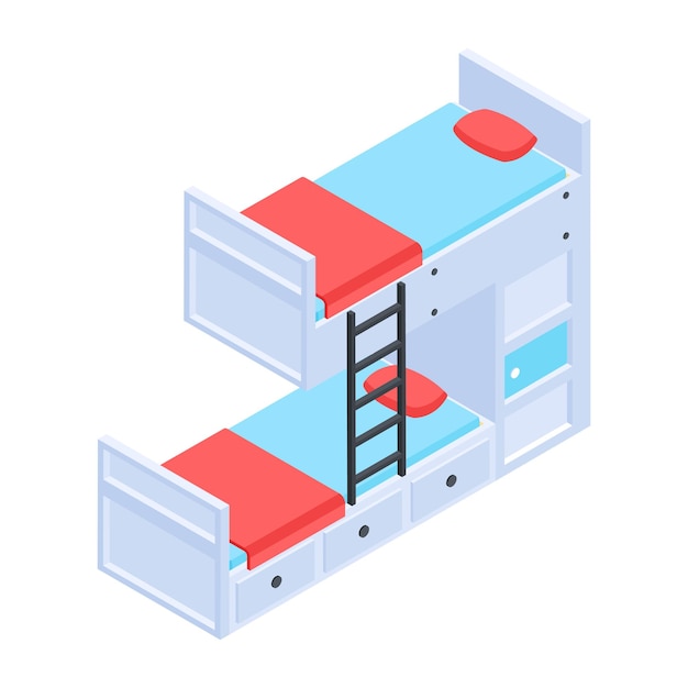 Handy isometric icon of modern bed