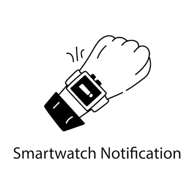 Handy outline icon depicting smartwatch notification