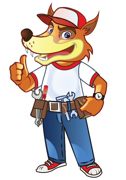 Handyman Fox Cartoon Mascot