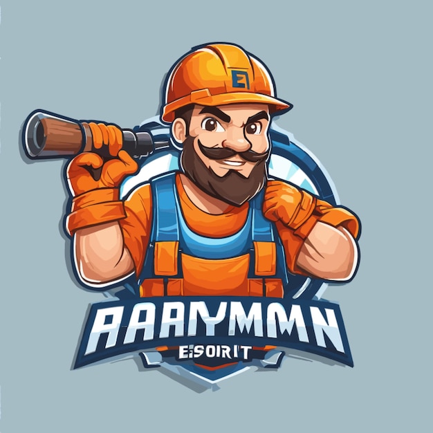 Handyman logo mascot vector on a white background