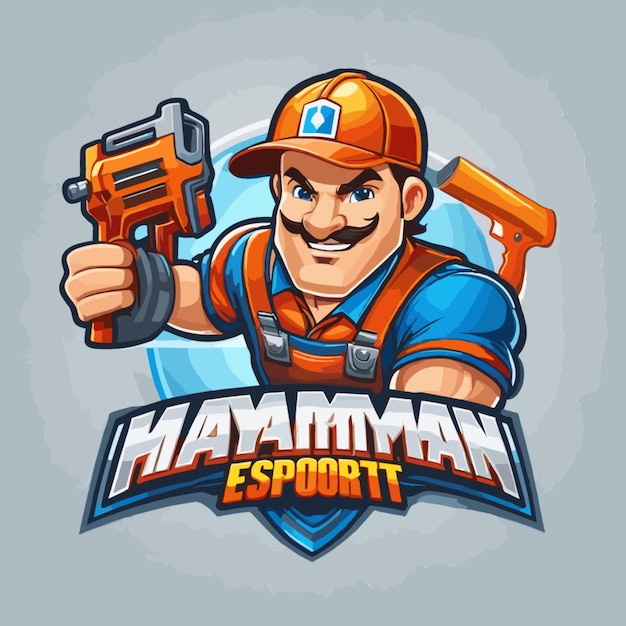 Handyman logo mascot vector on a white background