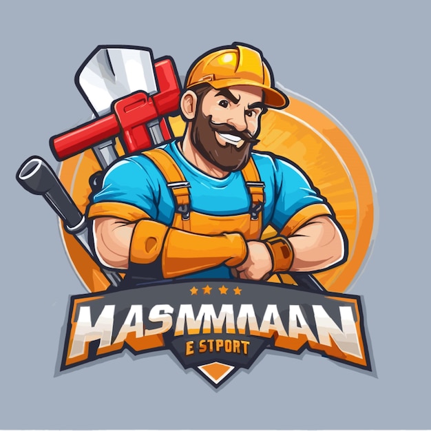 Vector handyman logo mascot vector on a white background