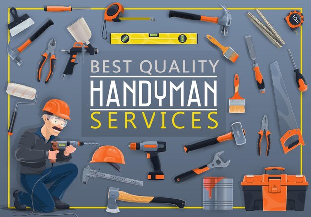 Handyman service and construction tools vector