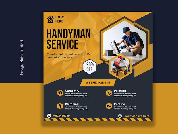 Vector handyman social media post design