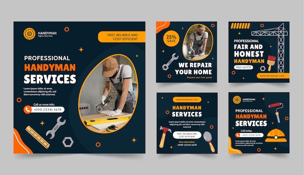 Vector handyman template design