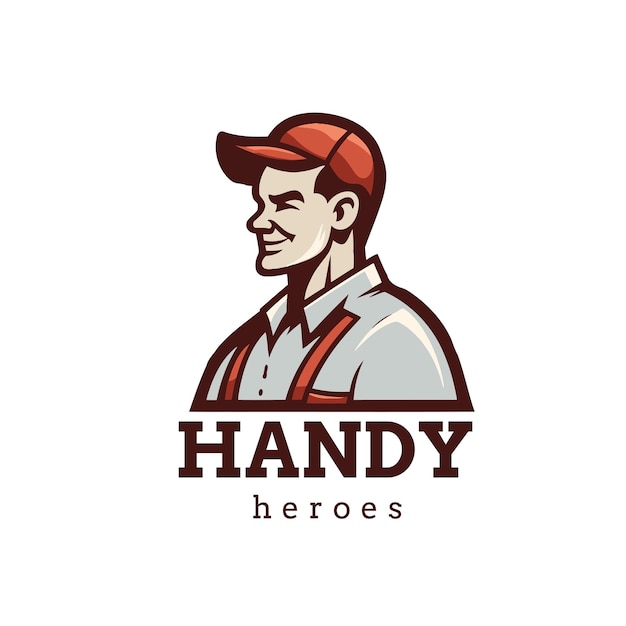 Handyman Worker fix reparatie thuis Handyman vector logo sjabloon Man in baseballpet en vizier