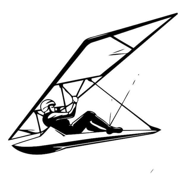 Vector hang glider extreme sport vector illustratie in retro stijl