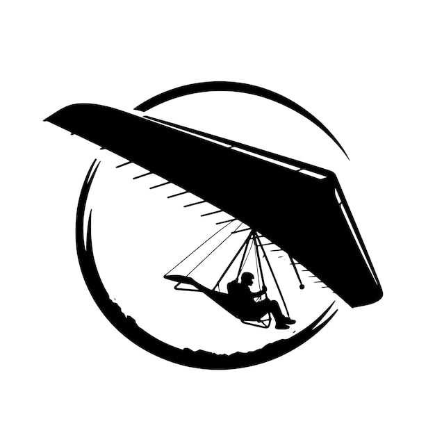 Vector hang glider skydiving silhouette