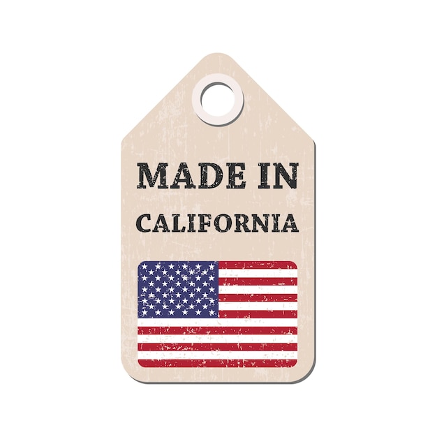 旗のベクトル図とカリフォルニアで作られたタグを掛ける