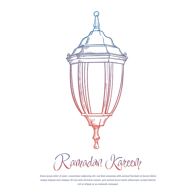 Hangend lantaarnontwerp voor ramadan kareem-sjabloon in met de hand getekend ontwerp