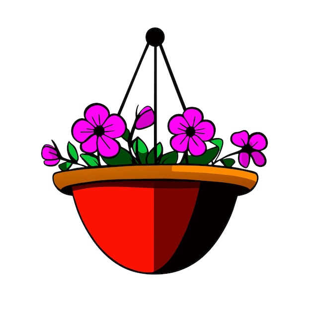Vector hangende bloemenmand met petunias vector illustratie