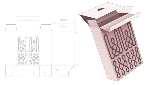 Hangende doos met gestencilde gestanste lijnsjabloon
