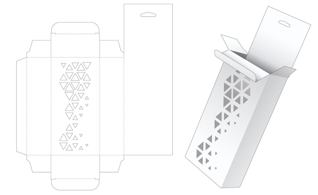 Hangende hoge doos met gestencilde driehoekige gestanste sjabloon