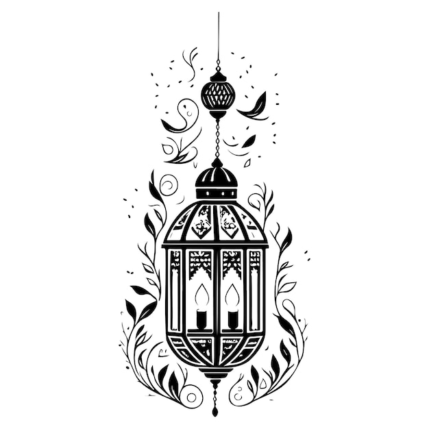 Hangende lantaarn Ramadan patroon illustratie schets handtekening