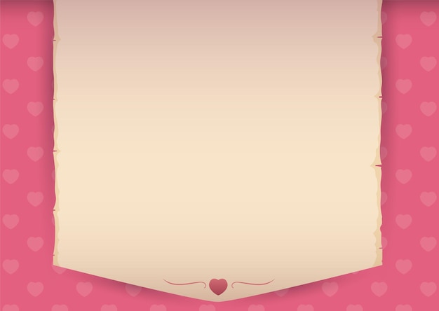 Hangende rolsjabloon met kleine hartdecoratie op roze achtergrond versierd met hartenpatroon