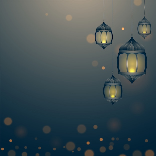 Vector hangende verlichte lantaarns en ruimte voor uw bericht.